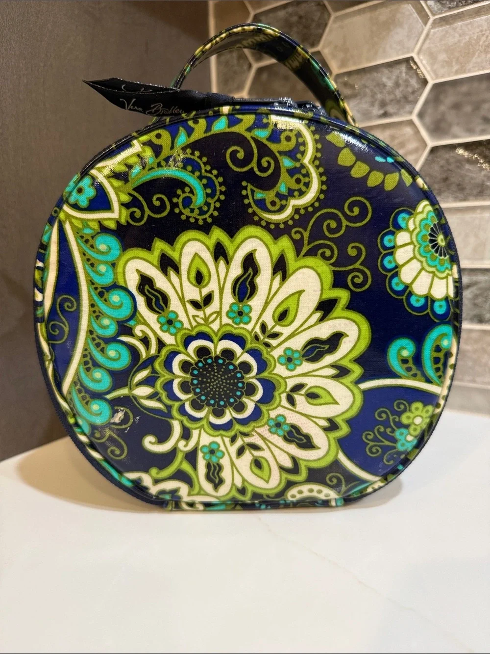 Vera Bradley Round Cosmetic Bag - Rhythm & Blues